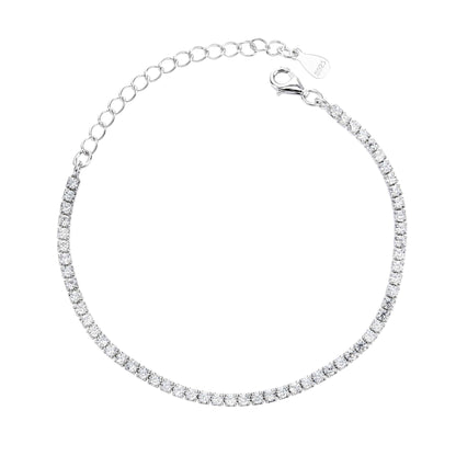 צמיד טניס כסף טהור 925
Silver bracelet with clear stones on a white background