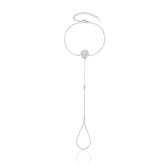 צמיד משולב טבעת משולב אבני זרקון
Silver bracelet with a unique design on a white background