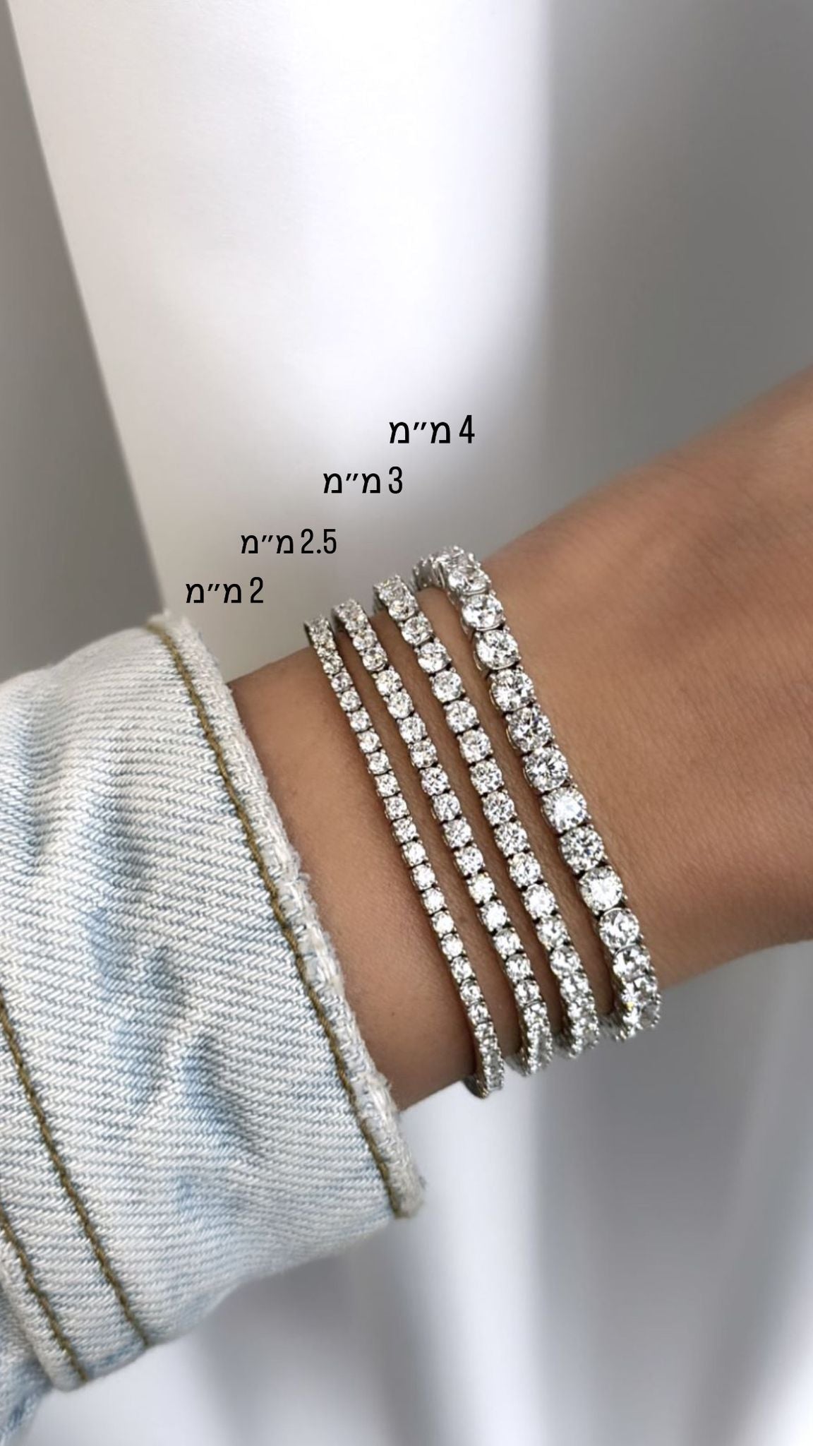 צמיד טניס כסף אמיתי 925 משובץ